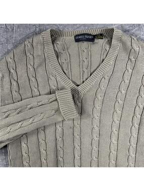 Harry Rosen Sweater Men's L Brown V-Neck Cotton Knit